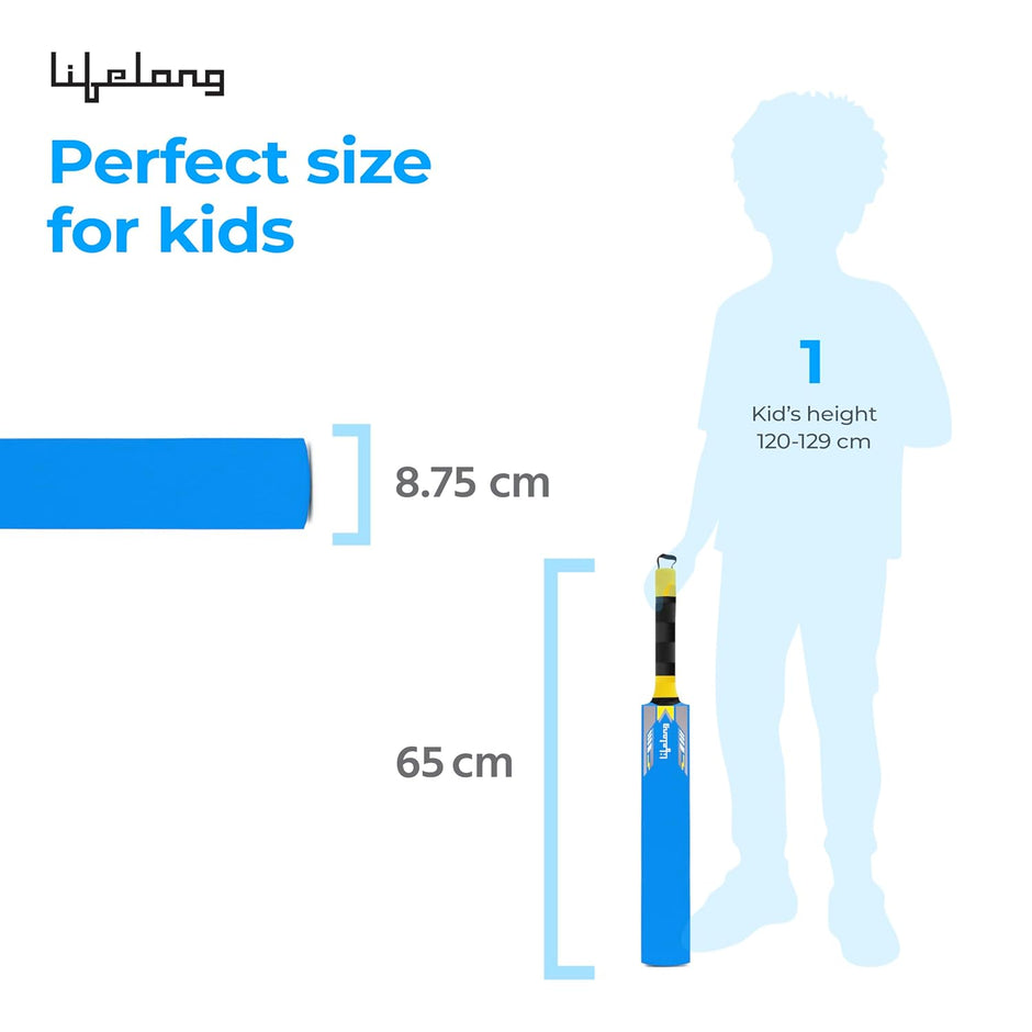Lifelong Kids Wooden Cricket Bat – Lightweight Poplar Wood, Size 1 (Blue)