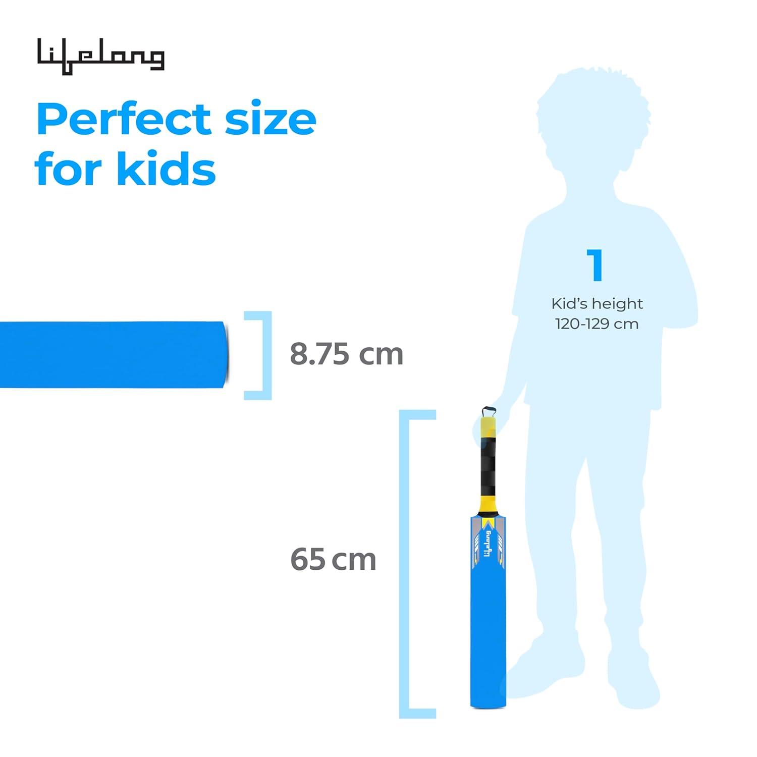 Lifelong Kids Wooden Cricket Bat – Lightweight Poplar Wood, Size 1 (Blue)