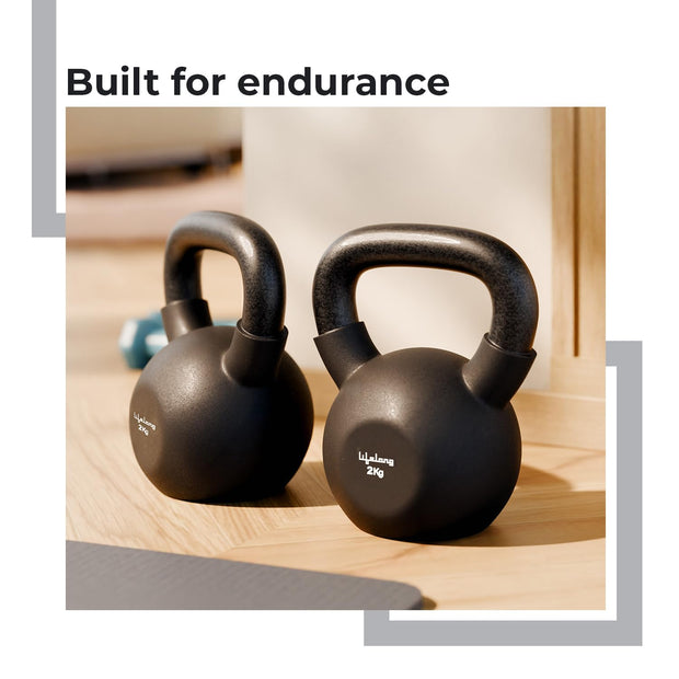 Lifelong Neoprene cast Iron Kettlebells 02Kg - Black