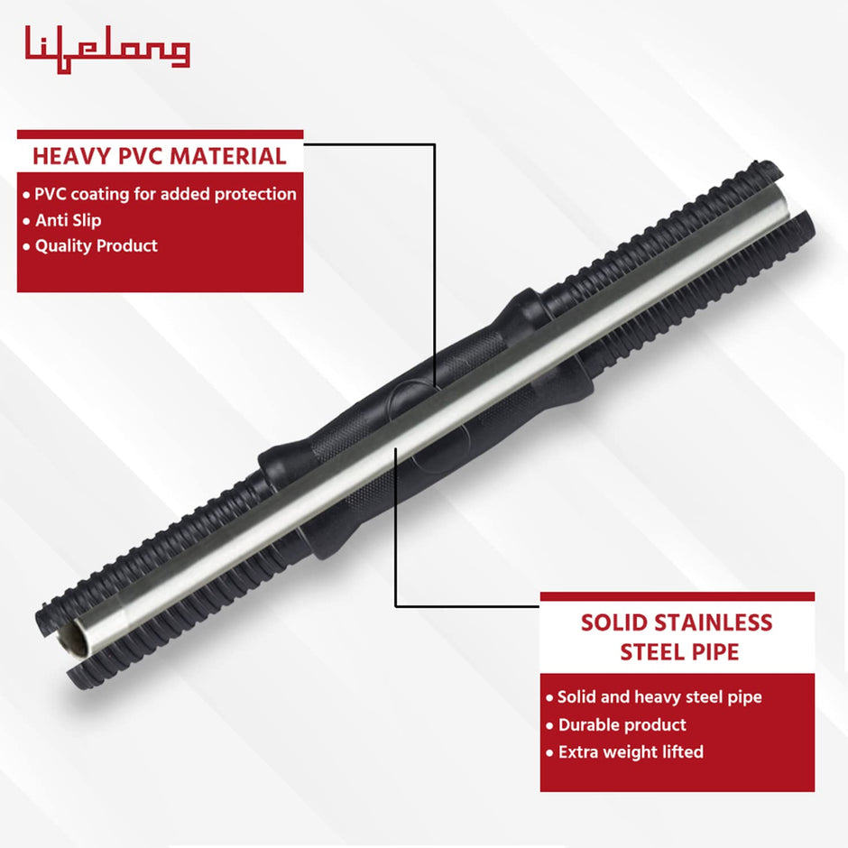 Lifelong LLDR02 Dumbbell Rods with Connectors (24mm Diameter) |Barbell Rods Weight Lifting