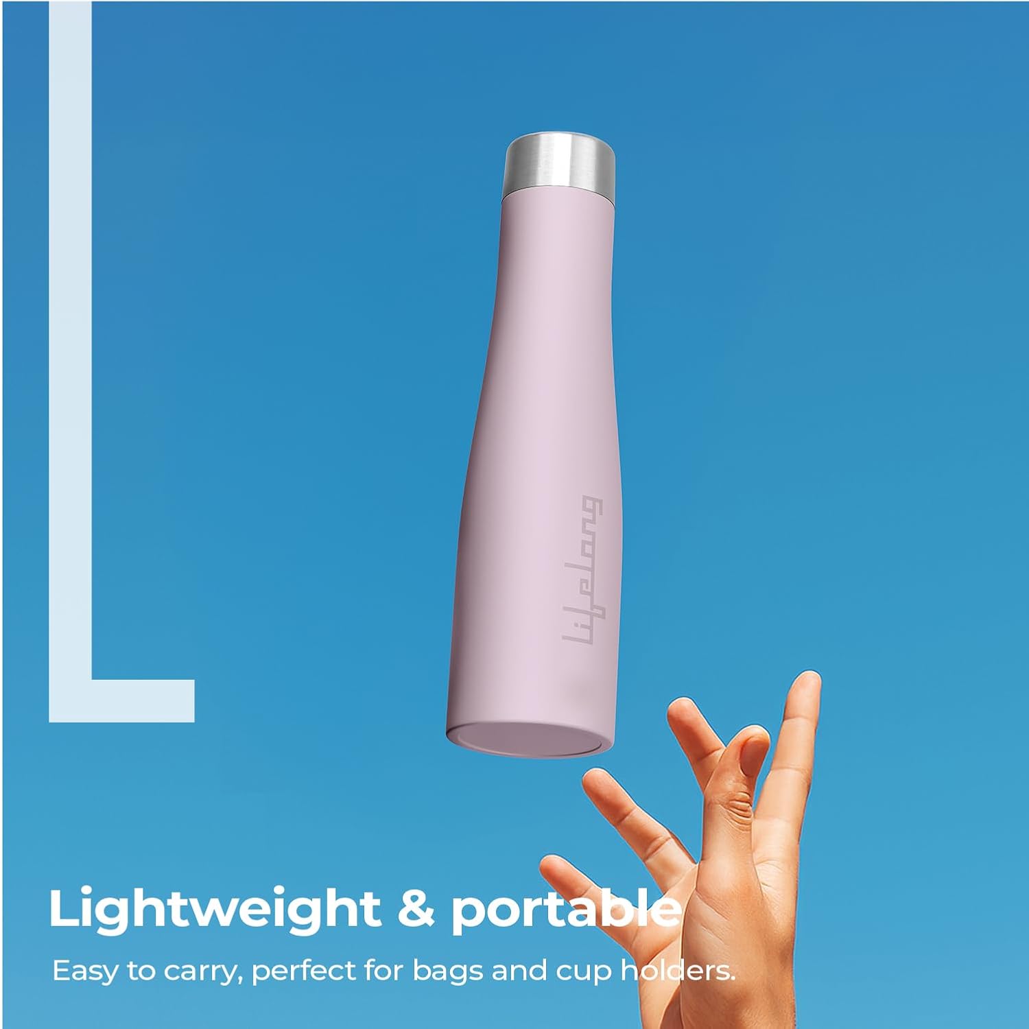 Lifelong Stainless Steel Water Bottle 900ml | Durable, Leak-Proof, Easy Grip, Rust Free, Easy-to-Clean, Odour-Free Bottle with Secure Cap for School, Travel, Gym & Work (LLBT03BL, Lavender)