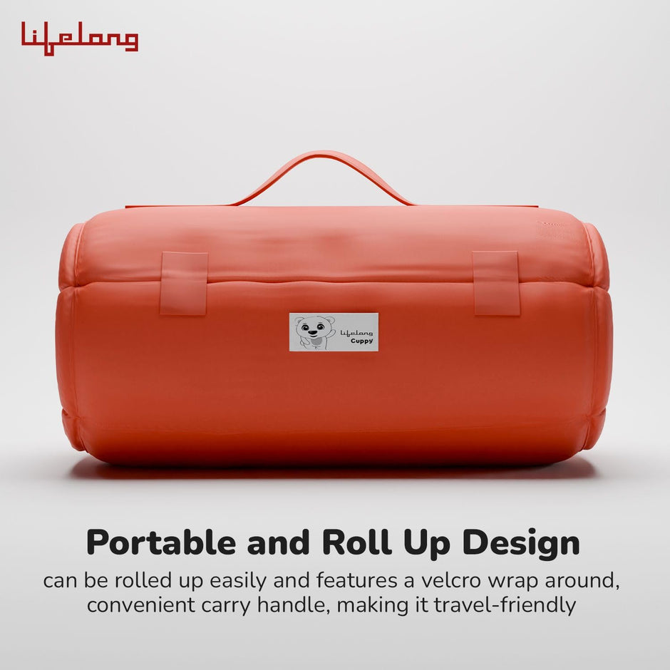 Lifelong Cuppy Kids Toddler Nap Mat with Inbuilt Pillow Soft Microfiber Sleeping Bag with Carry Handle Roll-Up Design