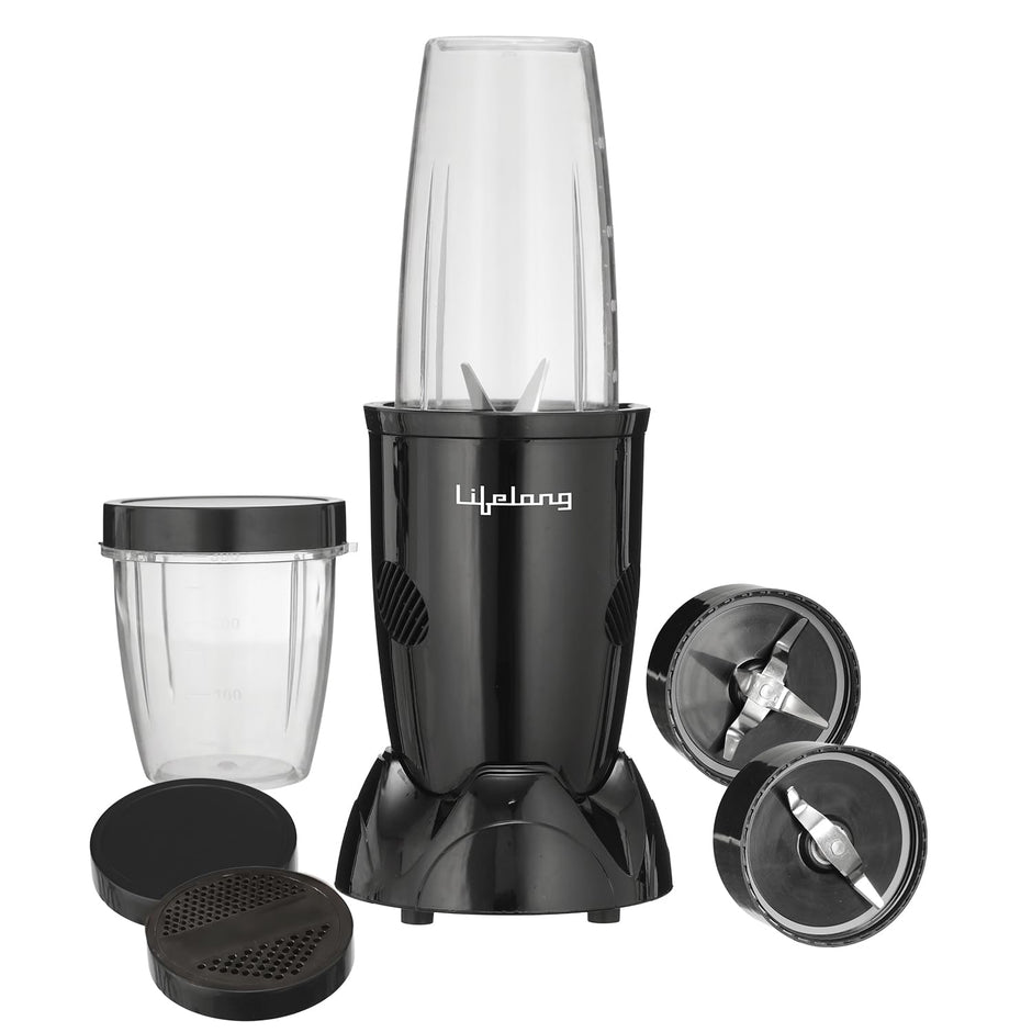 Lifelong Nutri Blender with 2 Jars (500ml & 300ml)| 450W Motor, 3 Speed with Pulse, Dual SS Blades(2-Leaf & 4-Leaf)