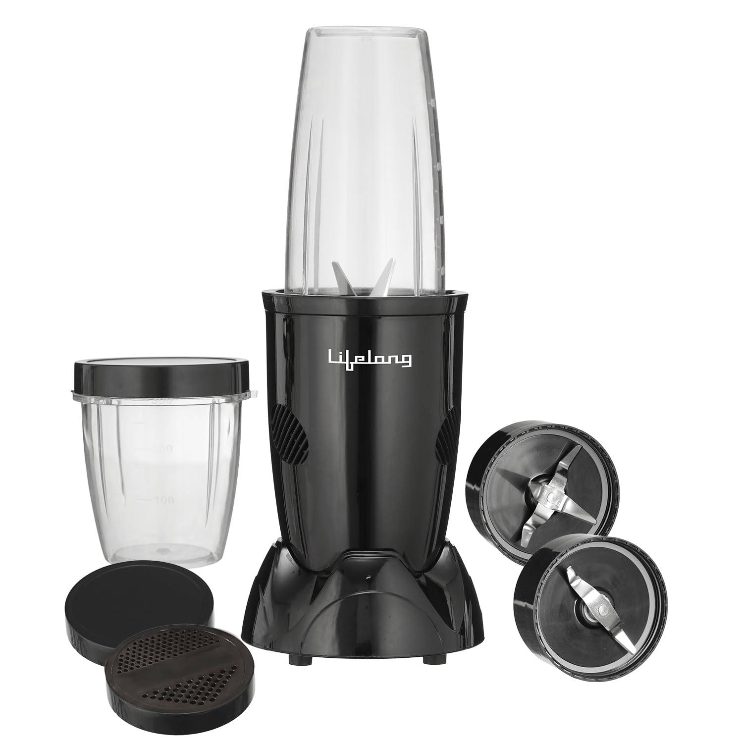 Lifelong Nutri Blender with 2 Jars (500ml & 300ml)| 450W Motor, 3 Speed with Pulse, Dual SS Blades(2-Leaf & 4-Leaf)
