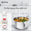 Lifelong Triply Stainless Steel 2.1 Litre Sauce Pan | Riveted Handle with Stainless Steel Lid | 18 cm Diameter | Induction, Dishwasher and Gas Stove Friendly | LLTPSP903 2 Litres