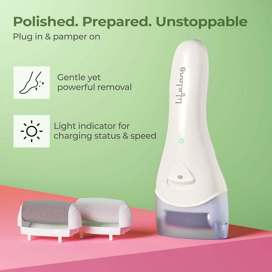 Lifelong Electric Callus Remover for Feet | Rechargeable Foot Scrubber with 3 Roller Heads, 2 Speeds & Waterproof Pedicure Machine