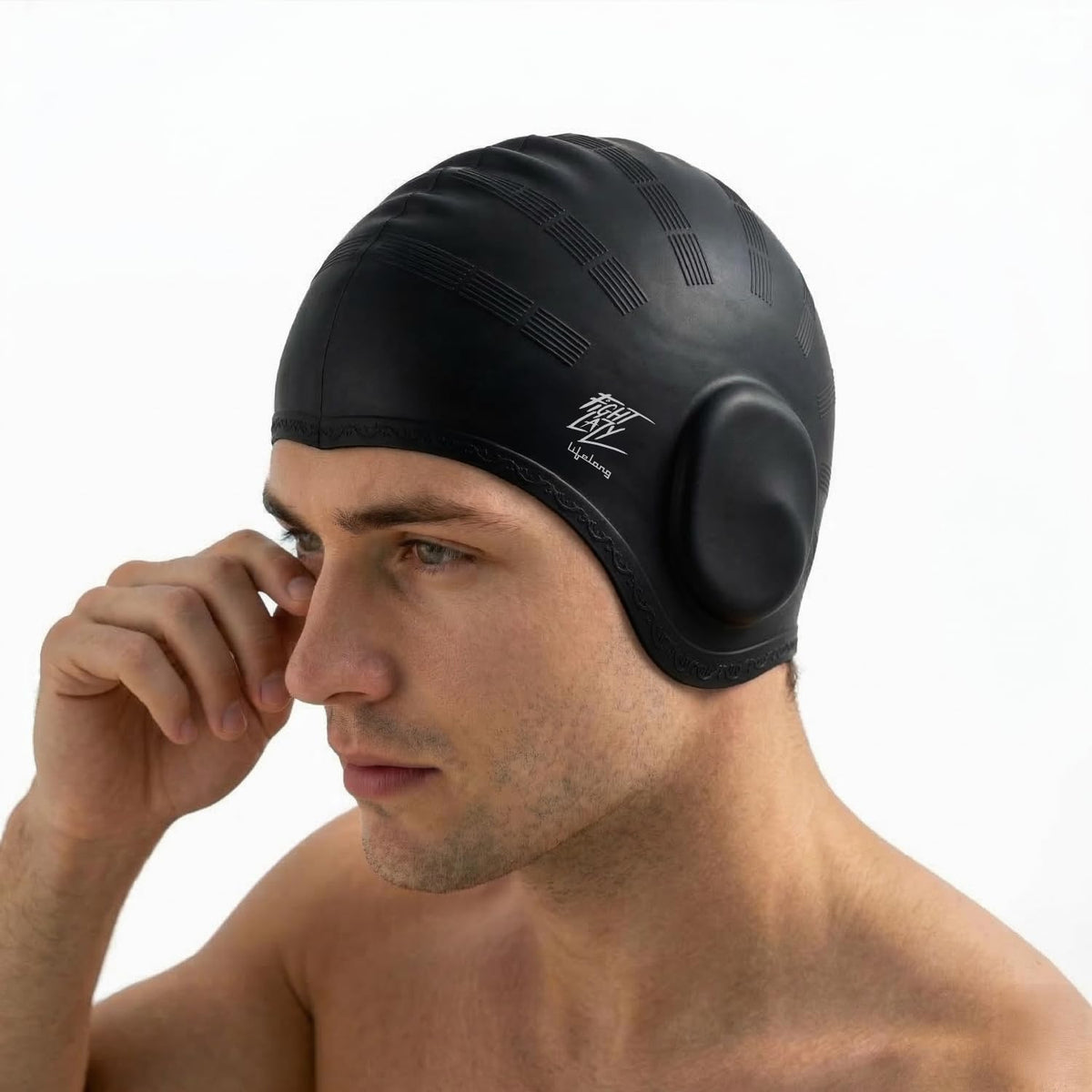 Silicone Swim Cap with Ear Guard