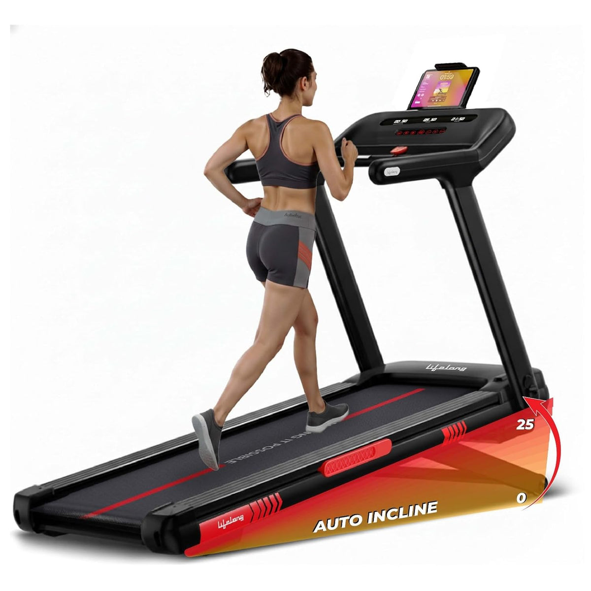 6HP Motorized Treadmill with 25 Levels Auto Incline
