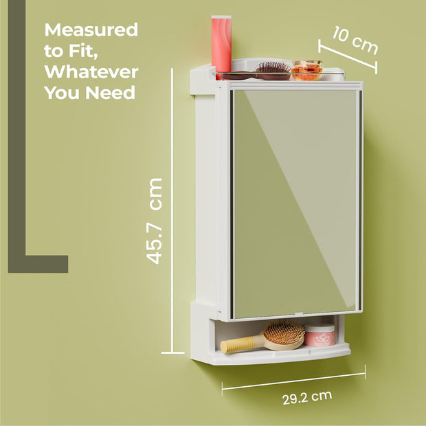 Lifelong Wall-Mounted Bathroom Mirror Cabinet with 4-Shelf Storage