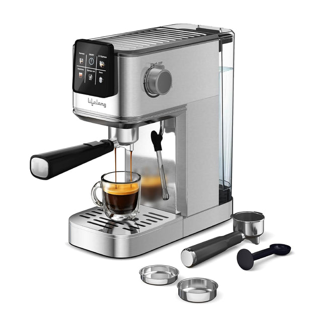 Lifelong Eden 1350W Digital Coffee Machine Italian Ulka Pump 20 Bar Barista-Quality Extraction