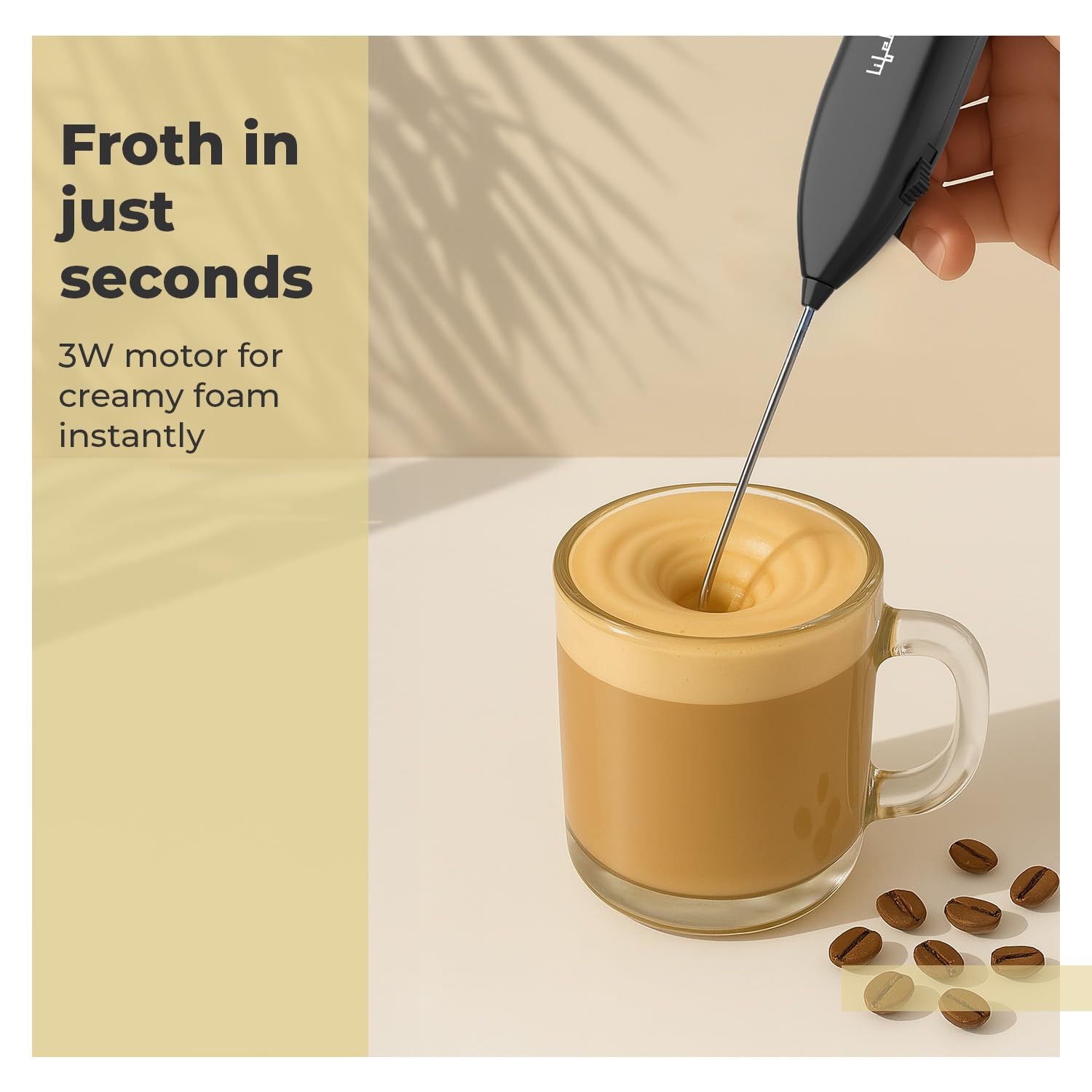 Lifelong Battery Operated Milk Frother | One Button Operation | Handheld Coffee Frother | Stainless Steel Whisk | Electric Foam Maker for Coffee, Latte, Cappuccino, Hot Chocolate | CafÃ©-Style at Home