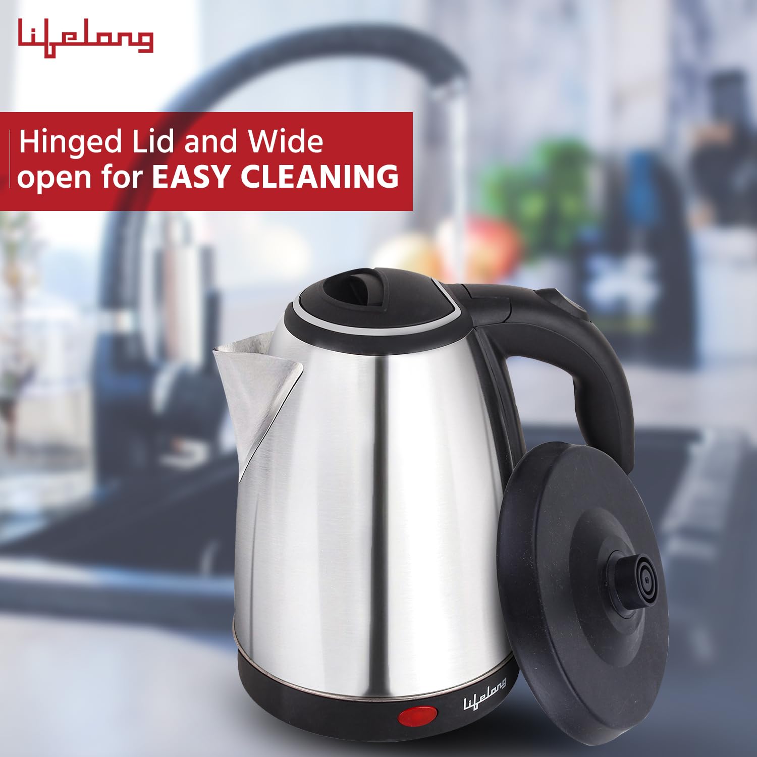 Electric Kettle 1.5L with Stainless Steel Body, Easy and Fast Boiling of Water for Instant Noodles, Soup, Tea etc.