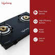 Lifelong 2 Burner Gas Stove Top for Kitchen - Manual Ignition Cooktop Modern Glass Stove for Modular Kitchen, ISI Certified & Compatible with LPG - 1 Year Manufacturer's (Black, LLG401)