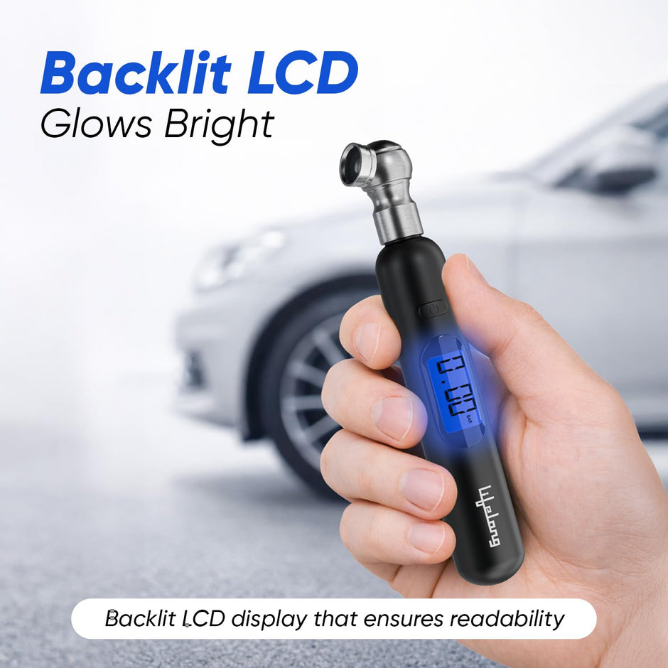 Lifelong Tyre Pressure Gauge | Backlit LCD, 0-150 PSI, Portable Digital Tester