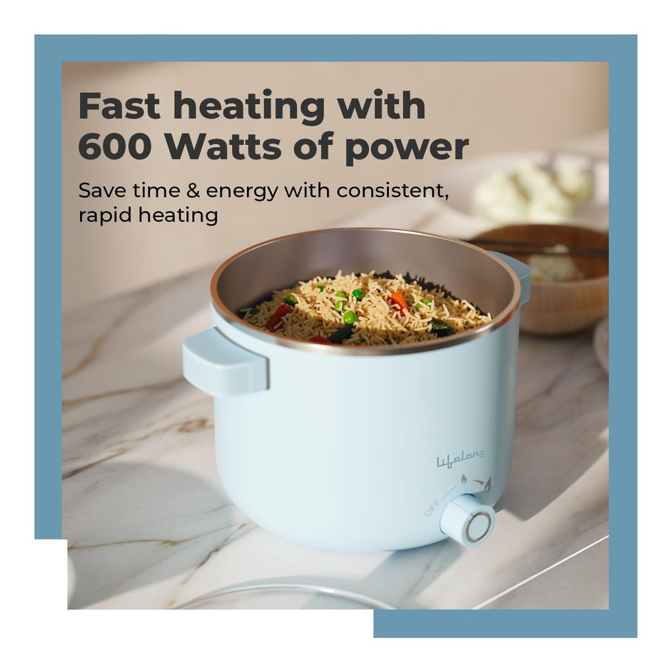 Lifelong Long Handle Multi Cook Electric Kettle 600W | 1.5L with Auto Shut-Off