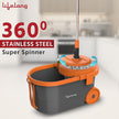 Lifelong 12L Spin Floor Mop Set with 360° Bucket & Microfiber Refills (Orange)