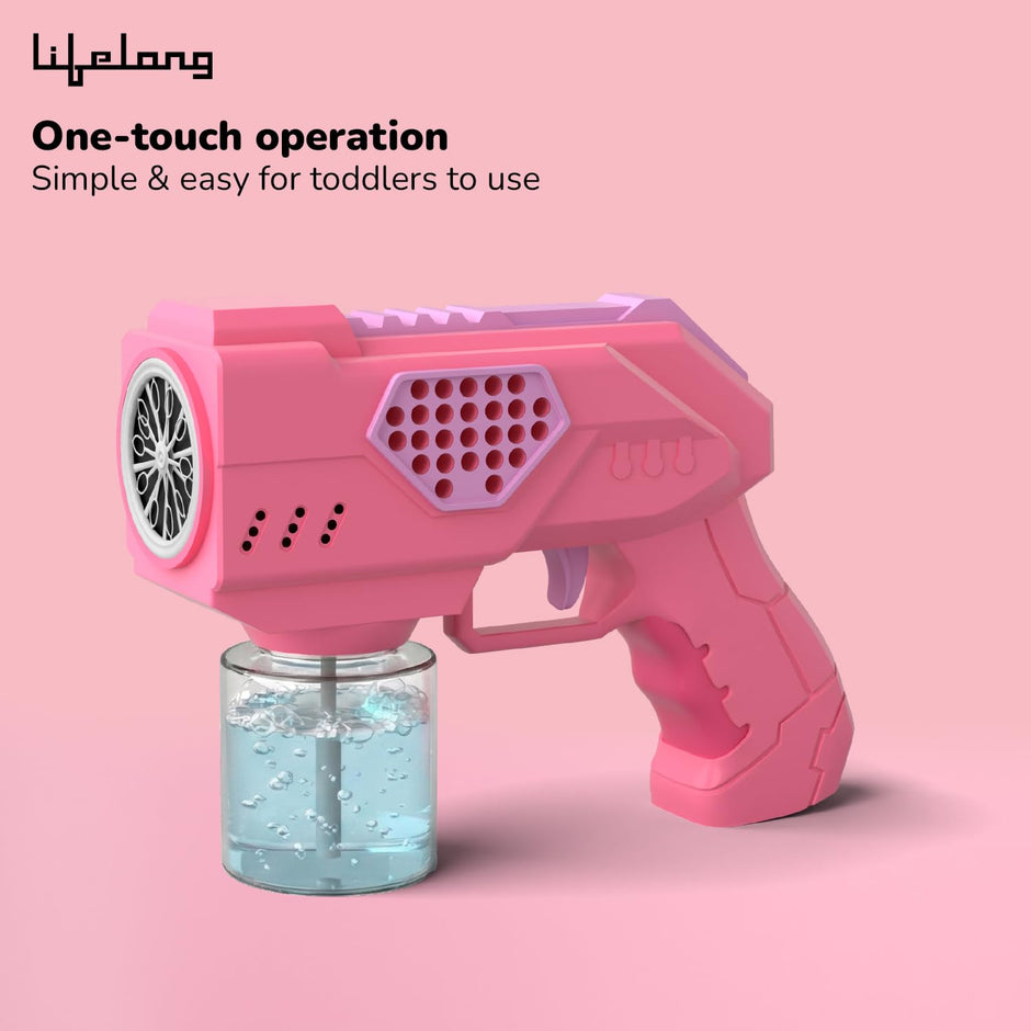 Lifelong Cuppy Big Bubble Blaster Gun with One-Touch Bubble Fun for Kids