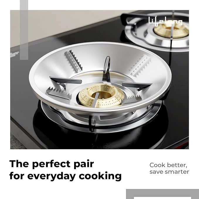 3 Burner Glass Gas Stove with Free Gas Saver – ISI Certified, LPG Compatible