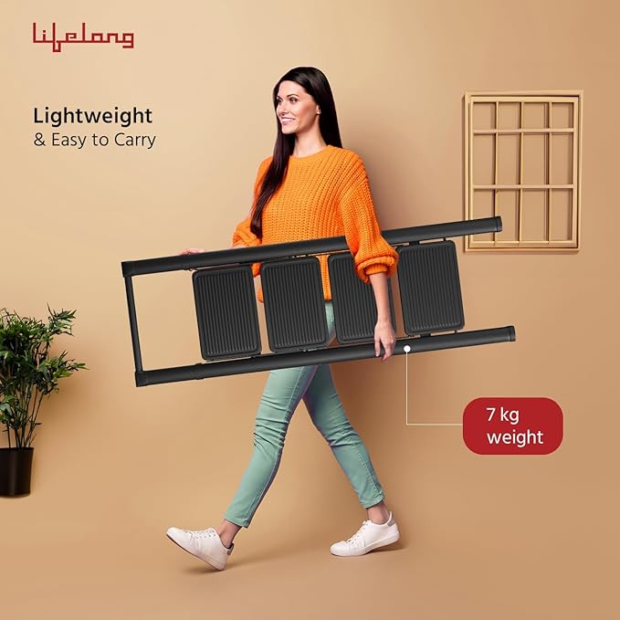 Lifelong 4 Step Steel Ladder with Handle, Foldable Portable Stool for Home, Kitchen & Office Use
