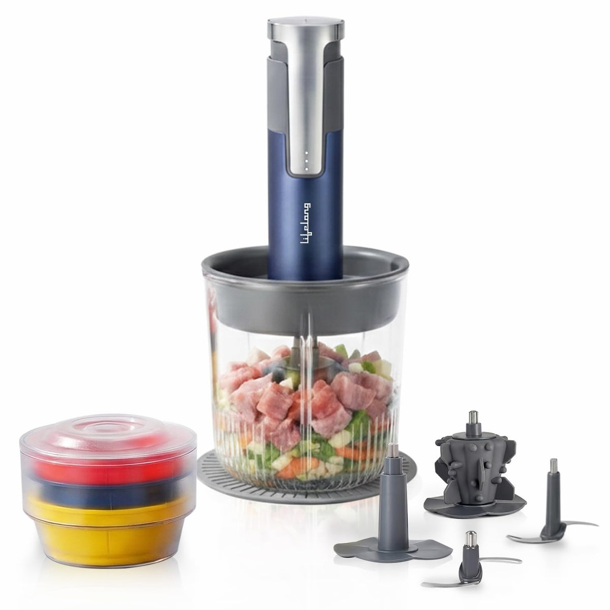 70W Rechargeable Electric Chopper with Garlic Peeler