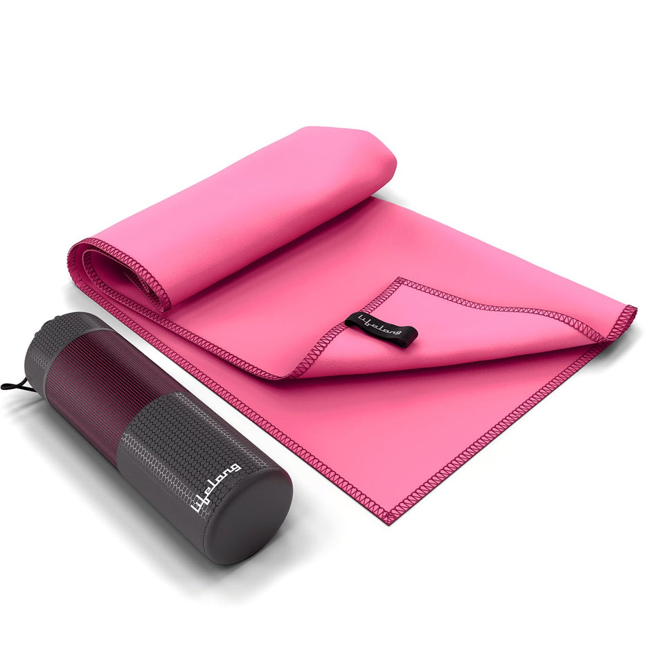 Lifelong Microfiber Gym Towel for Women | Suede Quick Dry Towel for Gym, Swim & Sports | Lightweight, Absorbent Microfiber Towel | Sweat Towel for Workout & Running | Pack of 1 | 160 * 80cm (Pink) 160*80cm Pink