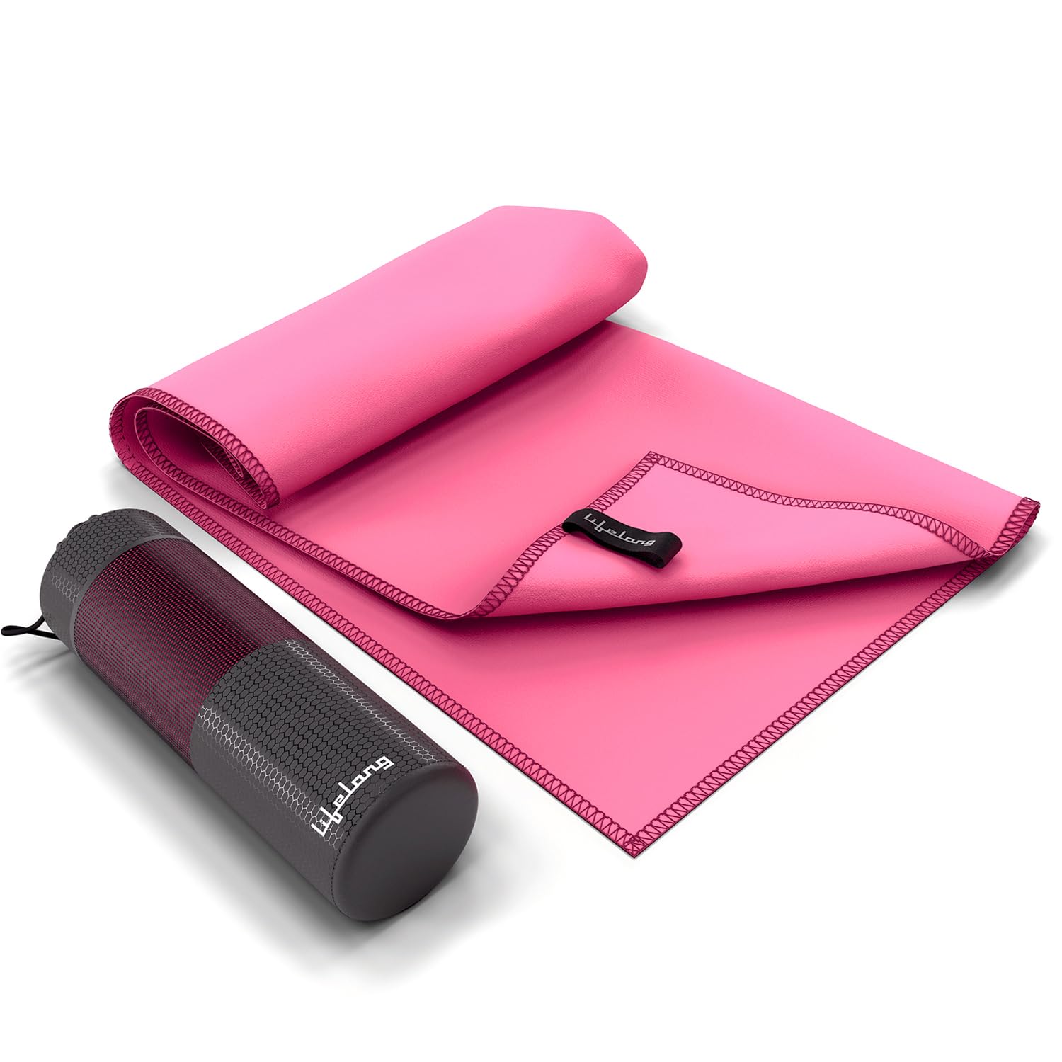 Lifelong Microfiber Gym Towel for Women | Suede Quick Dry Towel for Gym, Swim & Sports | Lightweight, Absorbent Microfiber Towel | Sweat Towel for Workout & Running | Pack of 1 | 160 * 80cm (Pink) 160*80cm Pink