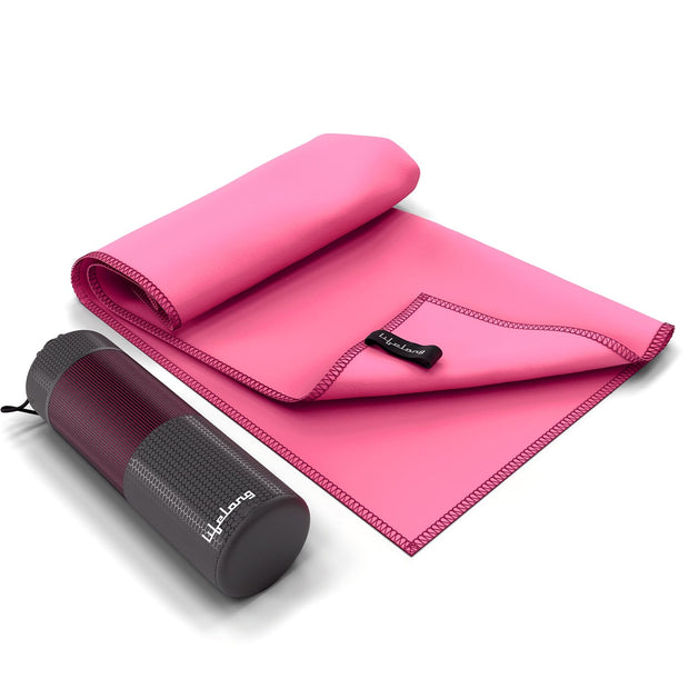 Lifelong Microfiber Gym Towel for Women | Suede Quick Dry Towel for Gym, Swim & Sports | Lightweight, Absorbent Microfiber Towel | Sweat Towel for Workout & Running | Pack of 1 | 160 * 80cm (Pink) 160*80cm Pink