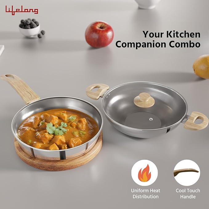 TriPly Kadhai & Fry Pan Combo – 20 cm Cookware Set