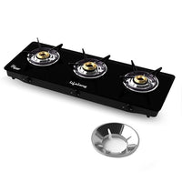 3 Burner Glass Top Gas Stove with Gas Saver
