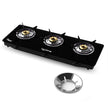 3 Burner Glass Gas Stove with Free Gas Saver – ISI Certified, LPG Compatible