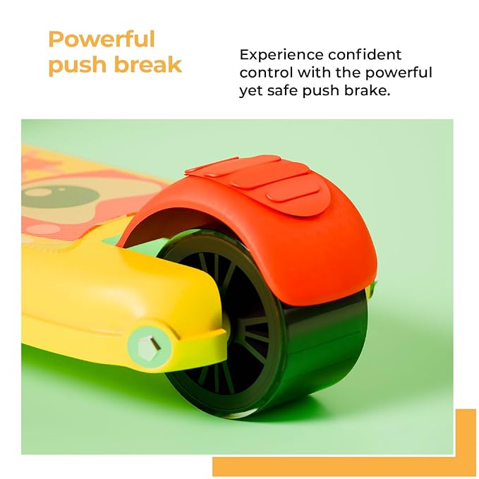 Lifelong Kids Scooter with Foldable Seat – LED PU Wheels, 4-Level Adjustable Height, BIS Certified, 50kg Capacity (Yellow & Orange)