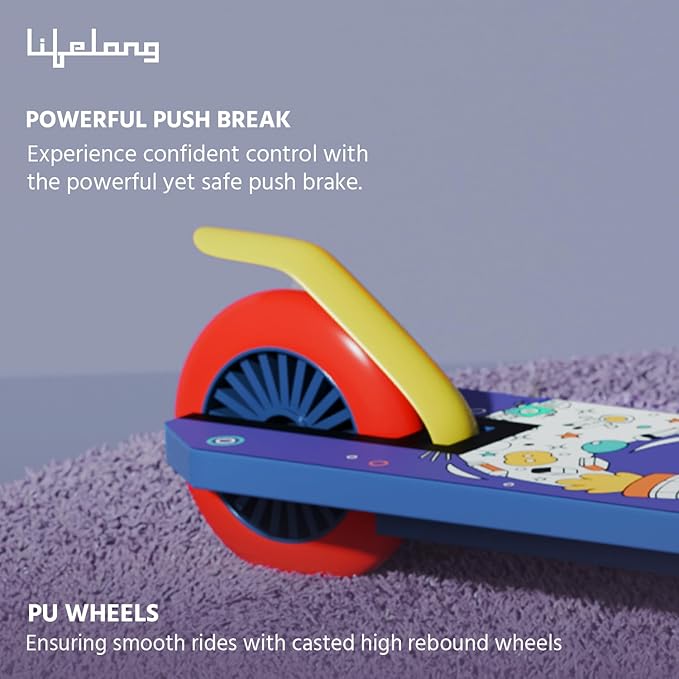 Foldable Kids Scooter with Adjustable Height – 3+ Years, 50kg Capacity (Multicolour)