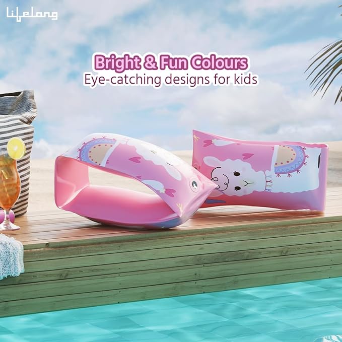 Lifelong Kids Swimming Arm Bands – Floaties for Boys & Girls, Pool Safety Arm Sleeves (Pink)