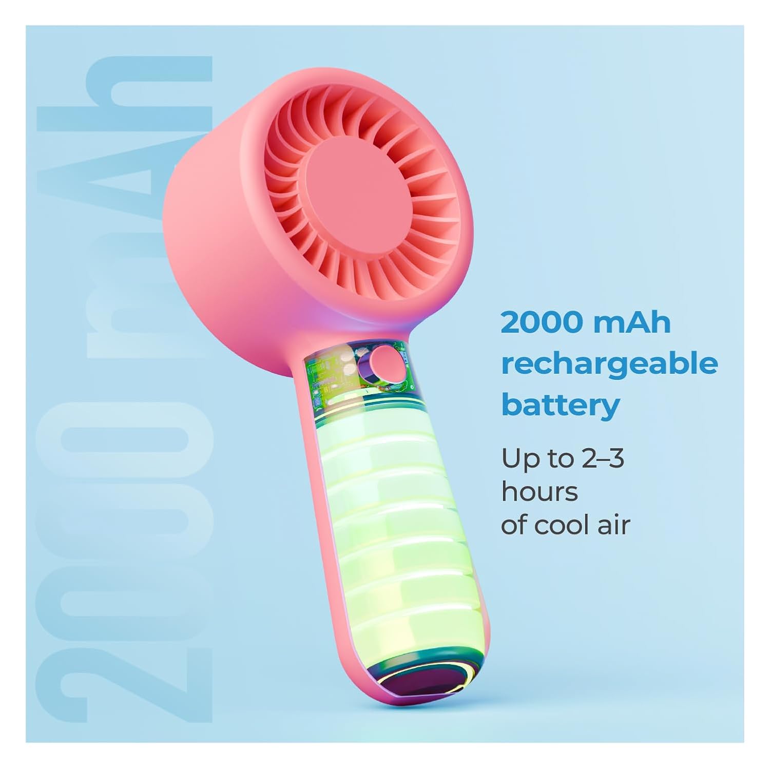 Lifelong Hand Fan | Portable Rechargeable Fan with 2000mAh Battery