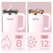 Lifelong Double-Walled Vacuum Insulated Tumbler with Handle 1200ml | Keeps Drinks Hot for 5 Hours & Cold for 9 Hours | Recycled Stainless Steel, Leakproof Lid & Comfort-Grip Handle Almond Rose