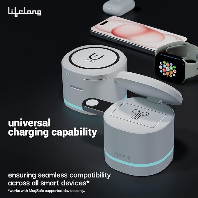 Chargeup 3-in-1 Foldable MagSafe Wireless Charger – 23W Fast Charging (White)