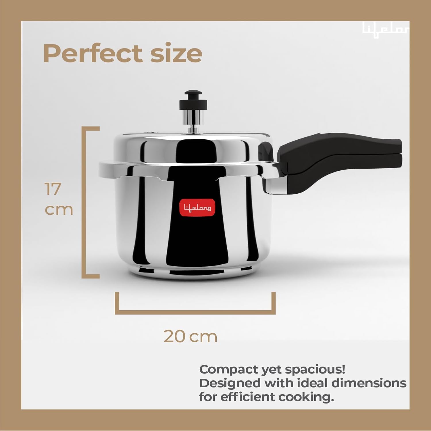 Lifelong Stainless Steel Pressure Cooker – 3 Liters, ISI Certified Outer Lid, Induction & Gas Compatible, Lock System (Silver)