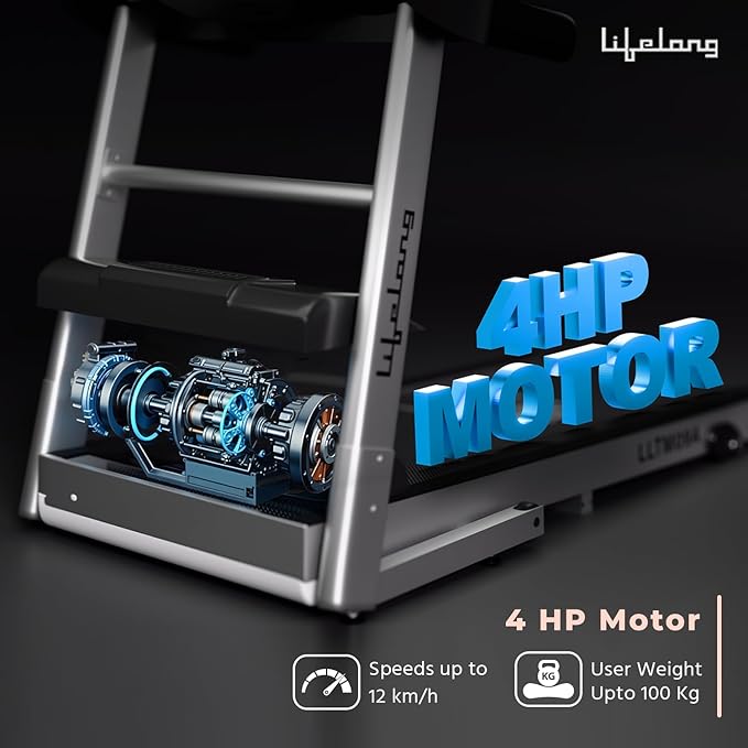 Lifelong FitPro 4HP Motorized Treadmill with Incline, 12 Programs, Bluetooth (LLTM09A)