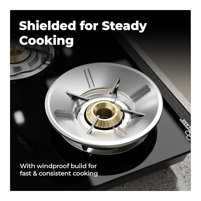 3 Burner Glass Gas Stove with Free Gas Saver – ISI Certified, LPG Compatible