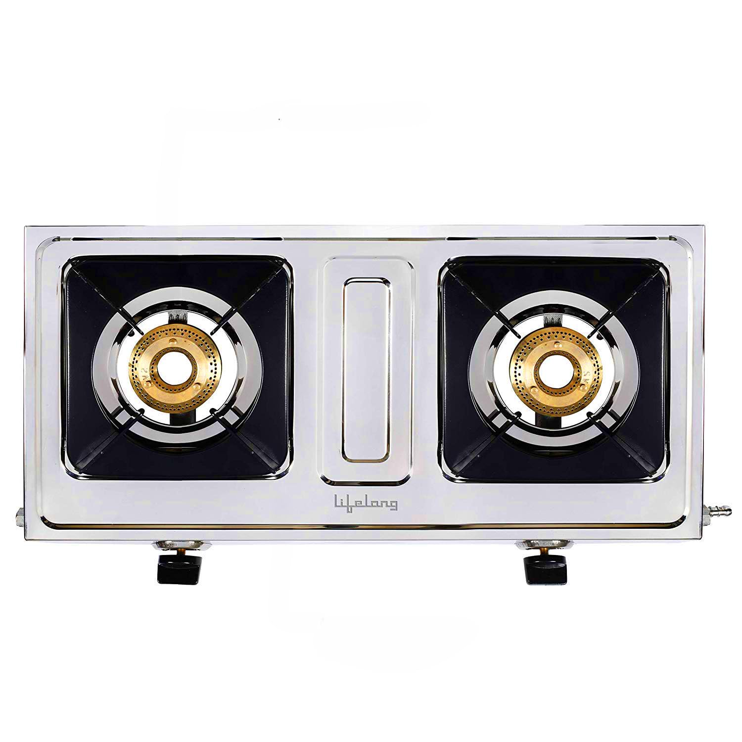 Lifelong LLGS199 Stainless Steel 2 Burner Gas Stove, ISI Certified, Manual Ignition, Silver (1 Year Door-step Warranty)