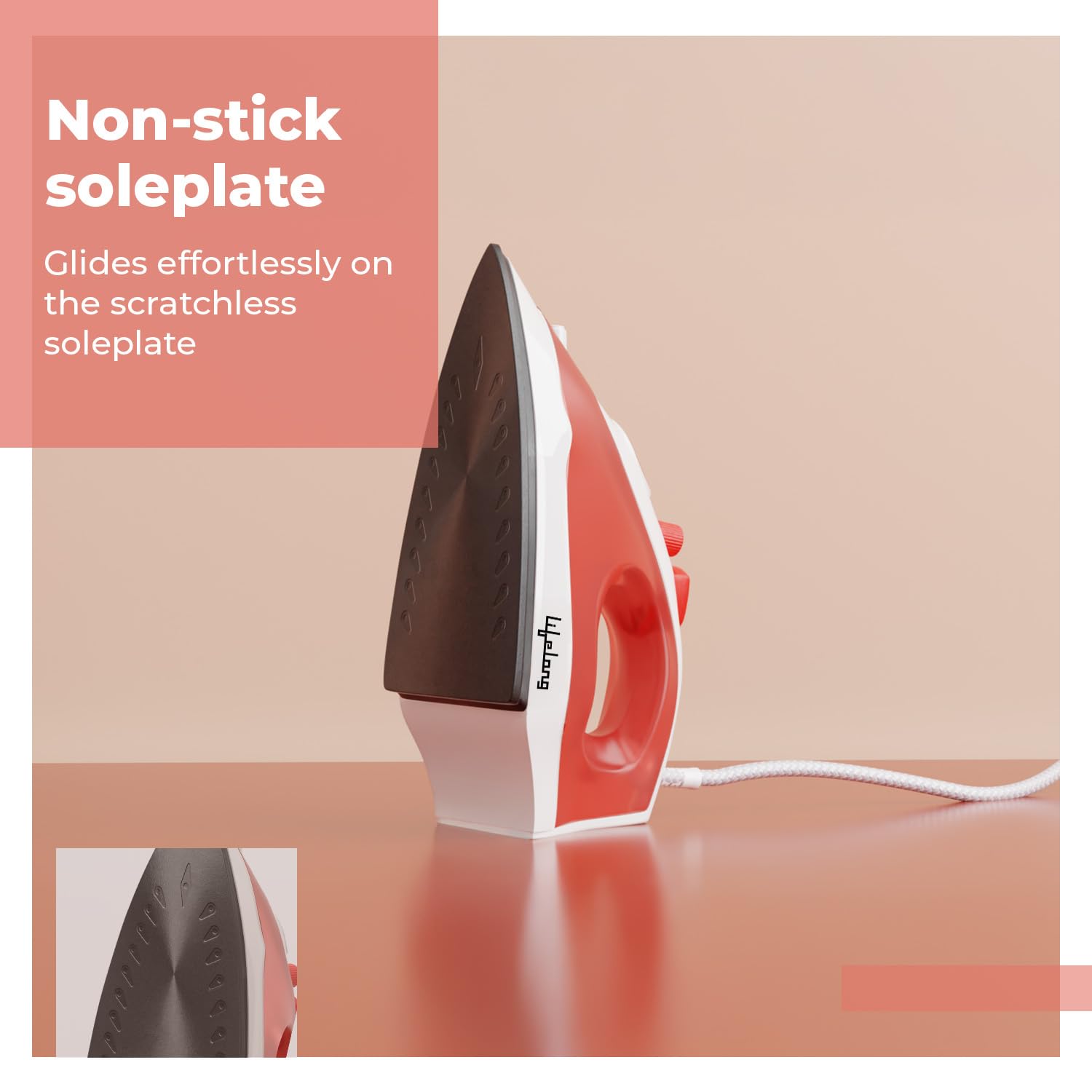 Lifelong Steam Iron for Clothes | 1300W Iron Press with Vertical Steaming & Non-Stick Soleplate