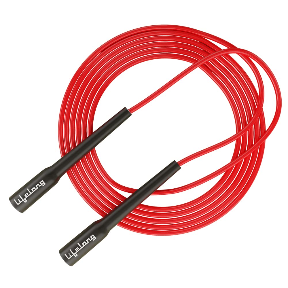 Lifelong LLSR01 Skipping Rope for Men, Women & Children - Jump Rope for Exercise Workout & Weight Loss - Tangle Free Jumping Rope for Kids (275cm, Red and Black)