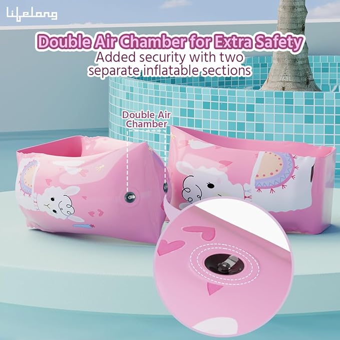 Lifelong Kids Swimming Arm Bands – Floaties for Boys & Girls, Pool Safety Arm Sleeves (Pink)