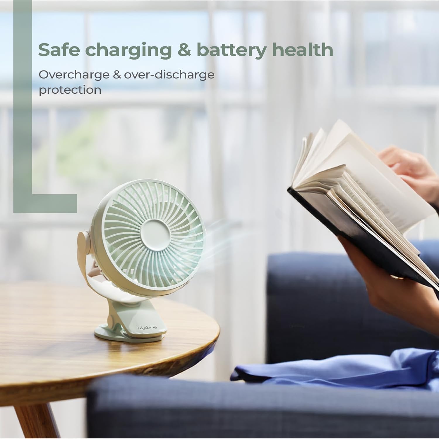 Lifelong Portable USB Fan with 3 Speeds | Up to 5-hours Battery Backup