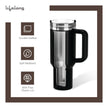 Lifelong Double-Walled Vacuum Insulated Tumblers 1200ml | Set of 2 | Unbreakable Tritan Lids, Stainless Steel Straws & Straw Cleaner | Hot 8 Hrs Cold 12 Hrs | Durable Steel with Handle (LLTBRCB1)