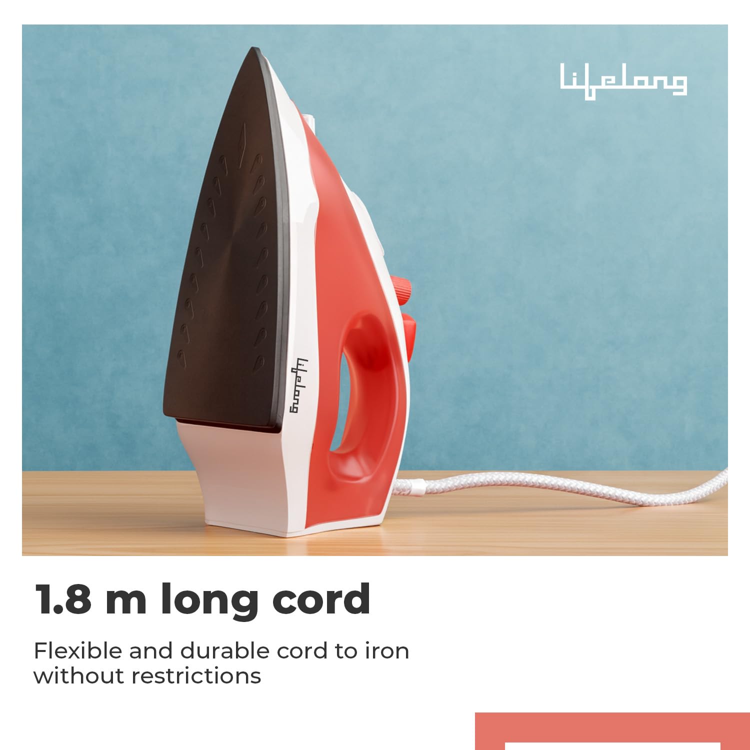 Lifelong Steam Iron for Clothes | 1300W Iron Press with Vertical Steaming & Non-Stick Soleplate