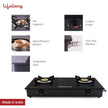 Lifelong 2 Burner Gas Stove Top for Kitchen - Manual Ignition Cooktop Modern Glass Stove for Modular Kitchen, ISI Certified & Compatible with LPG - 1 Year Manufacturer's (Black, LLG401)
