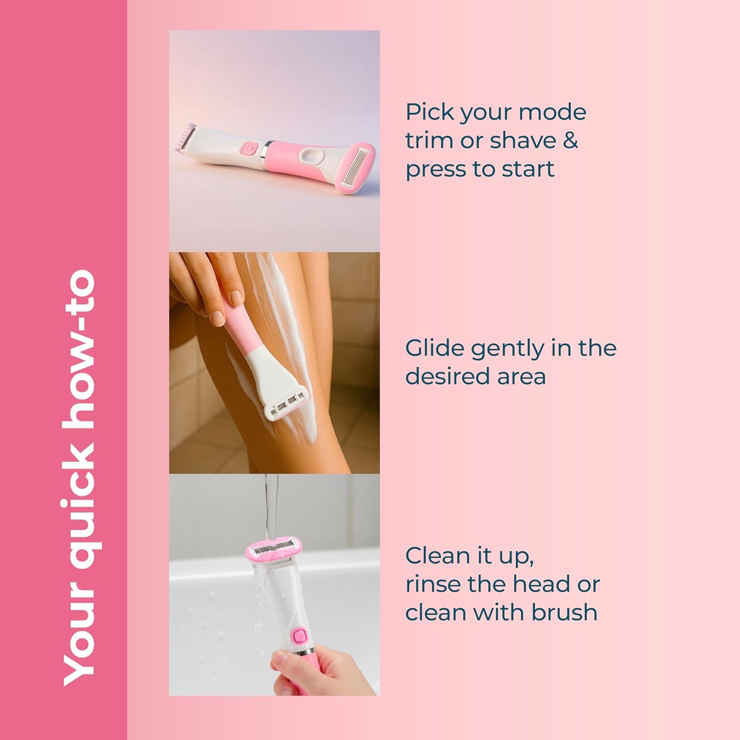 Lifelong Silken 2-in-1 Women’s Bikini & Body Trimmer | Waterproof Electric Trimmer & Manual Razor for Face, Legs & Underarms with Curve-Sensing Blades, 3 Refills, AA Battery