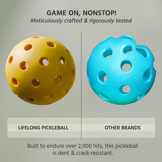 Lifelong Pickleball Balls Pack of 4|  Indoor-outdoor balls 26 & 40 holes balls
