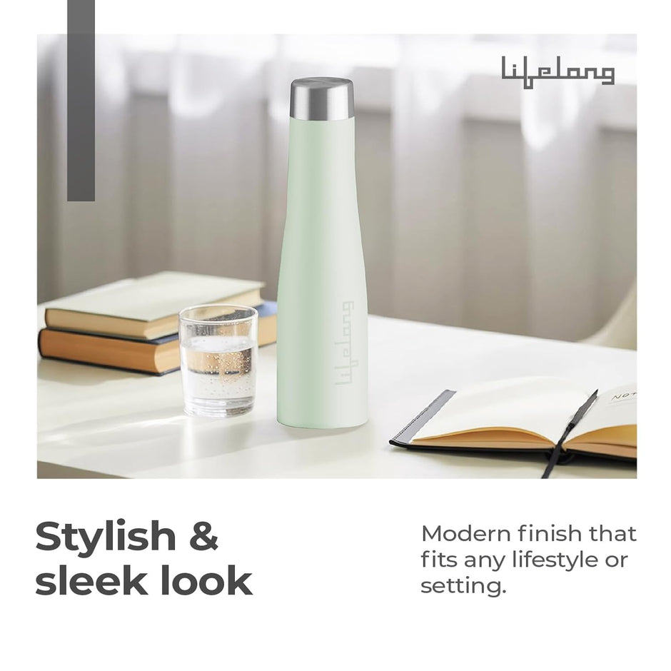 Lifelong Stainless Steel Water Bottle 900ml | Durable, Leak-Proof, Easy Grip, Rust Free, Easy-to-Clean, Odour-Free Bottle with Secure Cap for School, Travel, Gym & Work (LLBT03GL, Glacier)